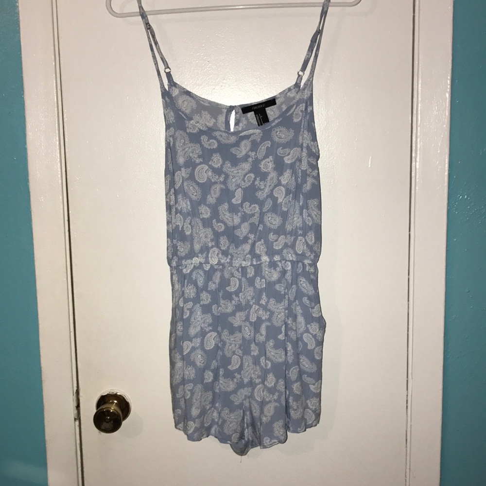 Blue and white romper